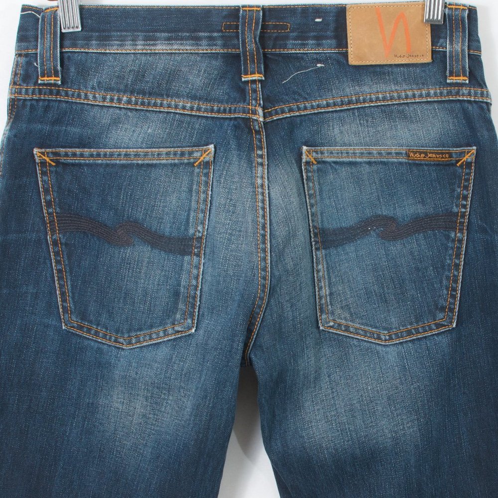 Nudie Jeans 🇮🇹 32 Men's (31x28) Jeans Slim Jim Blue Slow Dyed Cotton Fades